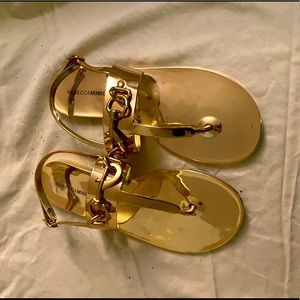 NEW, Rebecca Minkoff gold chrome jelly sandals with buckles